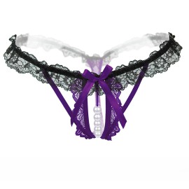 Чорний з фіолетовим еротичні труси стрінги