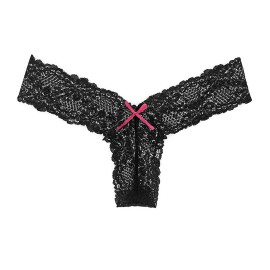 Чорні еротичні мереживні труси з ластівкою