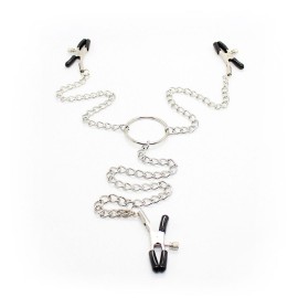 БДСМ Затискачі для сосків з'єднані ланцюжками та кільцем