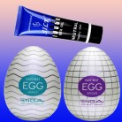 Яйце-мастурбатор Tenga EGG — набір 2 шт. з різними рельєфами + Лубрикант у подарунок