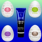 Набір мастурбаторів Tenga EGG (4 шт.) з різними рельєфами + лубрикант на водній основі в подарунок
