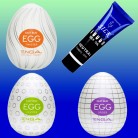 Набір мастурбаторів-яєць Tenga EGG (3 шт.) + лубрикант, чоловічий мастурбатор-яйце Tenga з рельєфом