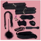BDSM набір 10 предметів • Плетінка, наручники, бандажна мотузка, шльопалка, кляп, маска • Подарунковий комплект для рольових ігор