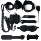 BDSM набір 10 предметів • Плетінка, наручники, бандажна мотузка, шльопалка, кляп, маска • Подарунковий комплект для рольових ігор