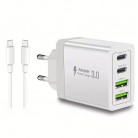 Мережевий зарядний пристрій з 4 портами USB (2xUSB + 2xType-C) 10 Вт, 2 А, білий зарядний блок
