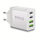 Мережевий зарядний пристрій з 4 портами USB (2xUSB + 2xType-C) 10 Вт, 2 А, білий зарядний блок