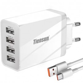 Мережевий зарядний пристрій TIENSUN з 4 USB-портами, розумний зарядний пристрій 5 В, 2 А для iPhone, Samsung, iPad