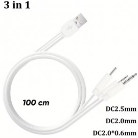 USB зарядний кабель 3 в 1; 2,5 мм, 2,0 мм для вібратора — універсальний зарядний пристрій