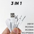 USB зарядний кабель 3 в 1; 2,5 мм, 2,0 мм для вібратора — універсальний зарядний пристрій
